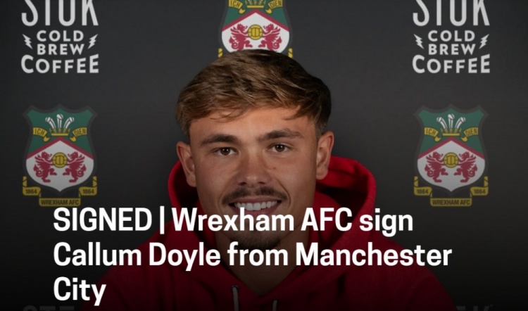 开云科技-雷克瑟姆官方：曼城21岁后卫多伊尔加盟，据悉转会费750万镑